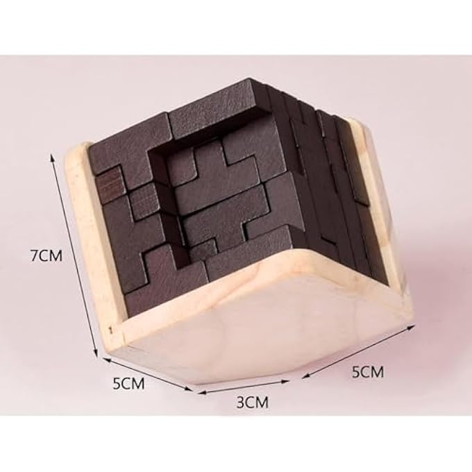 3D WOODEN BRAIN TEASER PUZZLE, 3D PUZZLE BOX WITH T-SHAPE PIECES, BRAIN BOOSTING GAMES FOR CHILDREN TEENAGERS AND ADULT PUZZLE ENTHUSIASTS - Image 3